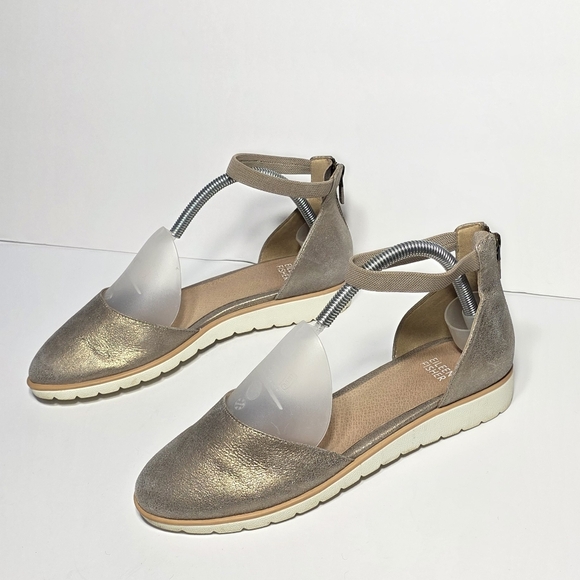 Eileen Fisher Gold Metallic Flats - Picture 1 of 8